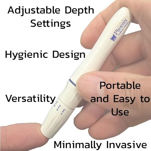 Lancing Device Pen, 5 Depth Settings, Less Pain Design, Blood Sampling Pen, Accurate Blood Sample, Use with Twist Top Lancets, Blood Sugar Level Monitoring Glucose Testing, Lancing Tool in Saudi Arabia