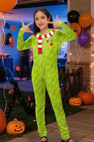 AOBUTE Christmas Jumpsuit Red Green Hooded Bodysuit with Zipper S-2XL in Saudi Arabia