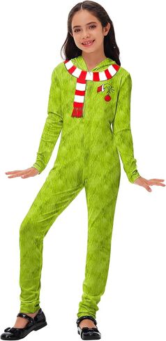AOBUTE Christmas Jumpsuit Red Green Hooded Bodysuit with Zipper S-2XL in Saudi Arabia