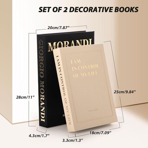 كتب زخرفية لديكور المنزل - مجموعة من كتابين مزيفين للديكور، صندوق تخزين الكتب الصناعية يعزز طاولة القهوة الخاصة بك، رف الكتب وديكور رف الرف، مجموعة جمالية لديكور كتب الكتان in Kuwait