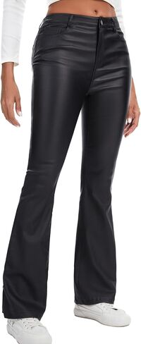 Zebaexf Faux Leather Flare Pants Bell Bottom Pants Sexy Legging for Women in Saudi Arabia