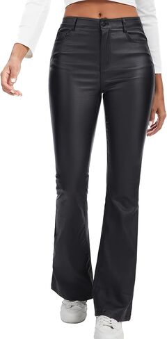 Zebaexf Faux Leather Flare Pants Bell Bottom Pants Sexy Legging for Women in Saudi Arabia