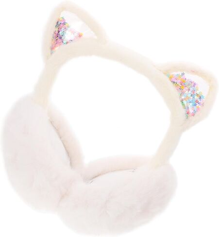 Cute Cat Ear Earmuffs Plush Ear Warmer Winter Accessories Foldable for Boys and Cold Weather Outdoor Use White in Saudi Arabia