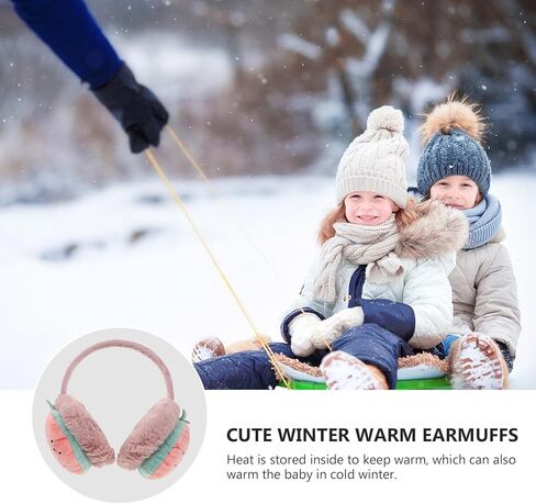 أغطية أذن شتوية من Yardwe، أغطية أذن دافئة، غطاء أذن واقي، نمط البطيخ الوردي، ملحقات الطقس البارد للأولاد in Kuwait