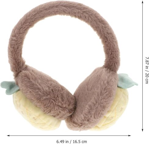 POPETPOP Plush Ear Muffs Stretchable Warm Ear Cover Yellow Pineapple Design Outdoor Winter Cold Weather Use in Saudi Arabia