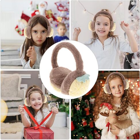 POPETPOP Plush Ear Muffs Stretchable Warm Ear Cover Yellow Pineapple Design Outdoor Winter Cold Weather Use in Saudi Arabia