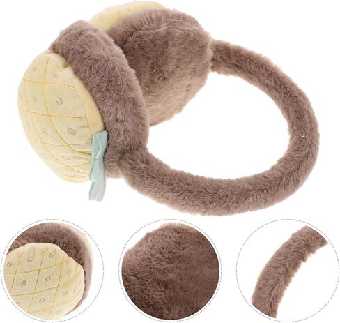 POPETPOP Plush Ear Muffs Stretchable Warm Ear Cover Yellow Pineapple Design Outdoor Winter Cold Weather Use in Saudi Arabia