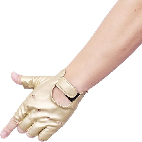 JISEN Men PU leather Punk Gloves Steampunk Gothic Half Finger Hook-Loop Mittens in Saudi Arabia