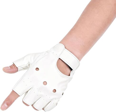 JISEN Men PU leather Punk Gloves Steampunk Gothic Half Finger Hook-Loop Mittens in Saudi Arabia