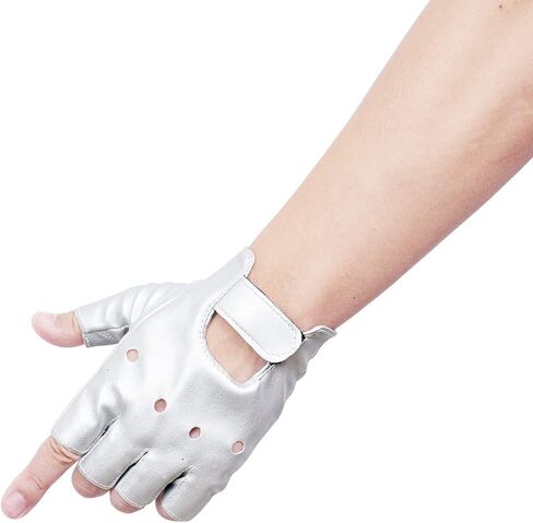 JISEN Men PU leather Punk Gloves Steampunk Gothic Half Finger Hook-Loop Mittens in Saudi Arabia