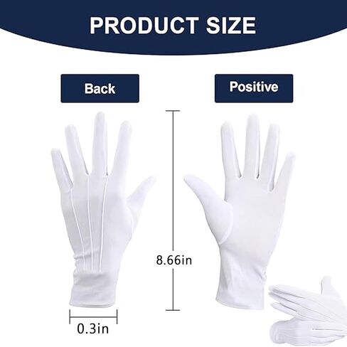 8 أزواج من القفازات البيضاء، زي رجالي ونسائي Usher Blancos Guantes لفرقة المسيرة، حامل النعش الجنائزي، الطبل الرئيسي، الكنيسة والحفلات التنكرية الرسمية in Kuwait