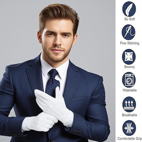 8 أزواج من القفازات البيضاء، زي رجالي ونسائي Usher Blancos Guantes لفرقة المسيرة، حامل النعش الجنائزي، الطبل الرئيسي، الكنيسة والحفلات التنكرية الرسمية in Kuwait