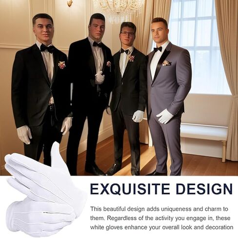 8 أزواج من القفازات البيضاء، زي رجالي ونسائي Usher Blancos Guantes لفرقة المسيرة، حامل النعش الجنائزي، الطبل الرئيسي، الكنيسة والحفلات التنكرية الرسمية in Kuwait
