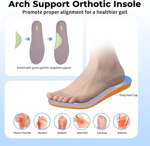 AOV Mens Walking Shoes Arch Support Plantar Fasciitis Shoes Orthotic Wide Tennis Sneakers in Saudi Arabia