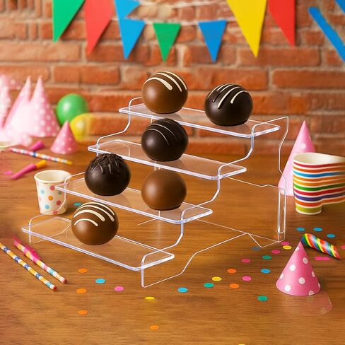 4 Tier Acrylic Display Risers for Perfume, Cupcakes, Figurines – Clear Tiered Tray Stand for Decorative Organizing, Party, Holiday 8.27 IN in Saudi Arabia