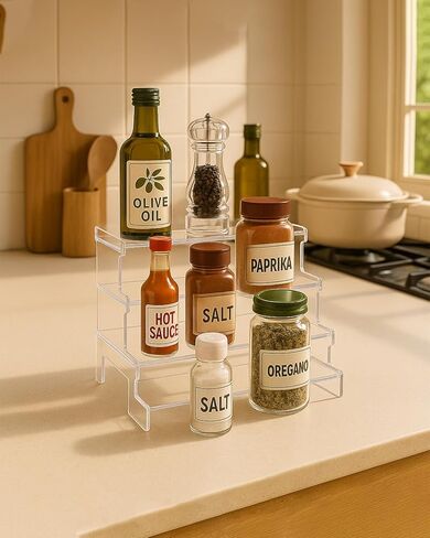 4 Tier Acrylic Display Risers for Perfume, Cupcakes, Figurines – Clear Tiered Tray Stand for Decorative Organizing, Party, Holiday 8.27 IN in Saudi Arabia