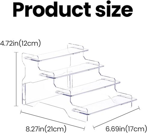 4 Tier Acrylic Display Risers for Perfume, Cupcakes, Figurines – Clear Tiered Tray Stand for Decorative Organizing, Party, Holiday 8.27 IN in Saudi Arabia