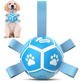 ألعاب الكلاب كرة قدم مع أشرطة - كرات متينة للكلاب الكبيرة، ألعاب للكلاب في الهواء الطلق، لعبة مياه صيفية للكلاب، كرة رعي، هدايا عيد ميلاد للكلاب، أصفر أزرق (8 بوصة) in Kuwait