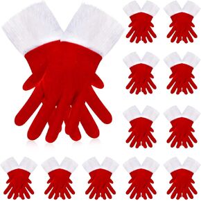 Suhine 12 Pairs Christmas Velvet Gloves Santa Gloves Short Furry Gloves Party Favors Kids Men Women Girls(Red) in Kuwait