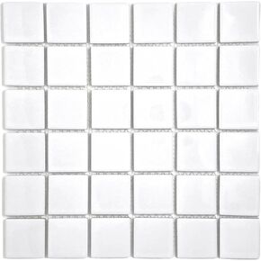 Tenedos Premium Quality 2" (Exact Size 1-15/16 in.) White Porcelain Square Mosaic Tile Shiny Look Designed in Italy (12x12) for Kitchen Backsplash, Pool Tile, Bathroom Wall, Accent Wall in Saudi Arabia