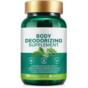 ملحق إزالة الروائح الكريهة للجسم | التحكم الطبيعي في الرائحة الداخلية | كبسولات الكلوروفيل | بالكلوروفيلين والبقدونس والنعناع | لصحة الجلد والنفس والجسم | كمية تكفي لمدة 4 أشهر - 120 كبسولة in Kuwait