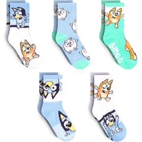 Bluey Kids Crew Socks 5 Pack for Boys & Girls, Size 4-6 – Official Bingo Cartoon Socks, Soft Breathable Gifts in Saudi Arabia