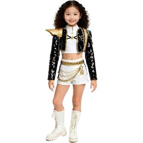 Costume Cosplay Golden For Girls Women With Wigs Halloween Top Pants Full Set Outfit in Saudi Arabia