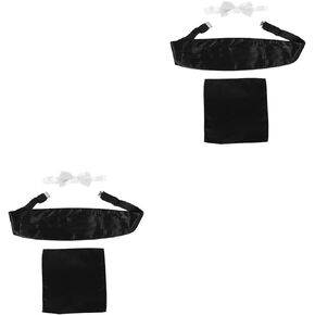 LOGOFUN 2 Sets Men's Formal Cummerbund Bow Tie Pocket Square Set with Waist Sash for Wedding Prom Business Events in Saudi Arabia