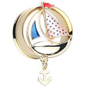 Golden Sail Boat Anchor Dangle Ear Gauge Plug in Saudi Arabia