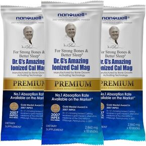 Dr. G's Amazing Ionized Cal Mag 2,860mg (Premium) - Bone Strength and Bone Health Supplement with Ionized Calcium & Magnesium Powder Stick Packs - 30 Sticks x 1 Pack (30 Count) in Kuwait
