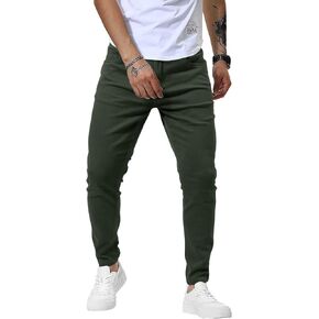 Woenzaia Men's Slim Fit Dress Pants Casual Stretchy Twill Chinos Tapered Skinny Slacks in Saudi Arabia