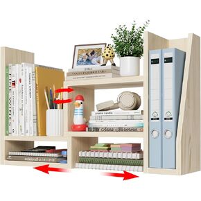 Desktop File Organizer Desk Organizer Shelf - White Office Organization Shelves for Top of Desk Organizers and Accessories Corner Bookshelf Table Top Shelving Small Hutch Decorations for Women Office in Saudi Arabia