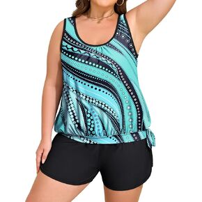 Arolina Blouson Tankini Swimsuits for Women Two Piece Tummy Control Bathing Suit (S-24W) in Kuwait