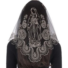 Bozidol Catholic Mantilla Veil for Women, Our Lady of Guadalupe Paisley Lace Triangle Chapel Head Covering in Saudi Arabia
