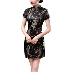 Women's Chinese Cheongsam, Cheongsam Qipao Dress Short Sleeve Slim Bodycon Tradtional Dress in Saudi Arabia