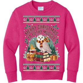 wild custom apparel Merry Christmas Ya Filthy Muggle Wizard Ugly Christmas Kids Youth Girls Boys Crewneck Sweatshirt in Saudi Arabia
