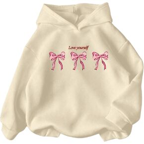 SweatyRocks Girl's Cute Graphic Sweatshirts Long Sleeve Drop Shoulder Hoodies Pullover Tops in Saudi Arabia