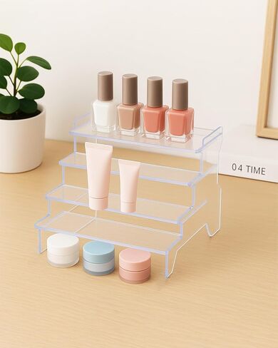 4 Tier Acrylic Display Risers for Perfume, Cupcakes, Figurines – Clear Tiered Tray Stand for Decorative Organizing, Party, Holiday 8.27 IN in Saudi Arabia