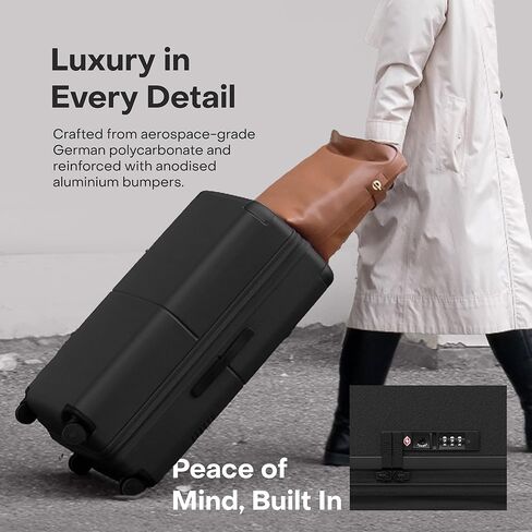 Checked Expandable - 24.5" Airline Approved Check In Luggage with Wheels, Spinner Suitcase for Men & Women - TSA Lock Rolling Suitcase, Spinner Wheels, Expansion Zip, Y-Strap - Charcoal in Saudi Arabia