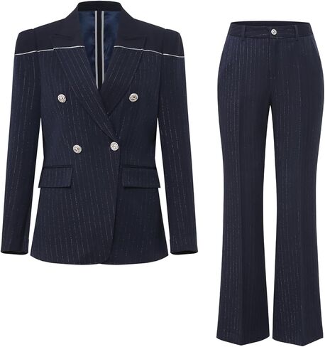 Women's 2 Piece Double Breasted Blazer and Pants Business Office Professional Work Blazer Suit in Saudi Arabia