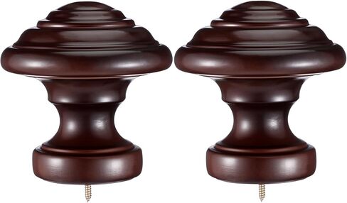 2 Pack Drapery Curtain Wood Finial Screw on Curtain Rod End Caps Wooden Finials for 2" Diameter Drapery Rod in Saudi Arabia