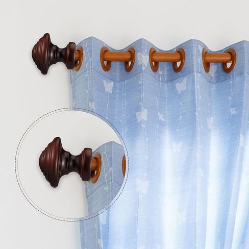 2 Pack Drapery Curtain Wood Finial Screw on Curtain Rod End Caps Wooden Finials for 2" Diameter Drapery Rod in Saudi Arabia