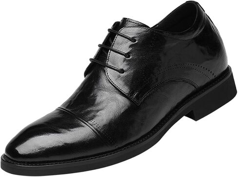 Men's Invisible Height Increasing Shoes, Leather Lace-Up Casual Elevator Oxford Fashion Wedding Party Meeting Shoes in Saudi Arabia
