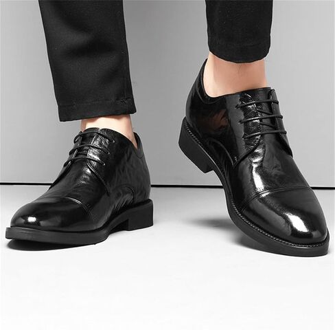 Men's Invisible Height Increasing Shoes, Leather Lace-Up Casual Elevator Oxford Fashion Wedding Party Meeting Shoes in Saudi Arabia