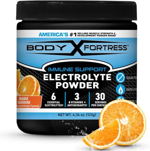 Body Fortress Electrolyte Powder Strawberry Lemonade - Rapid Hydration Drink Mix with 6 Essential Electrolytes & 3 B Vitamins - Sugar Free, Keto Friendly, No Color Added, Clear Hydration - 30 Servings in Saudi Arabia