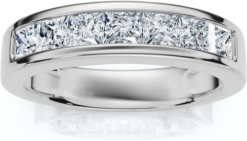 Pompeii 2Ct TW Men's Princess Cut Diamond Channel Set Wedding Ring Gold Lab Grown (F/G,VS1-VS2) in Saudi Arabia