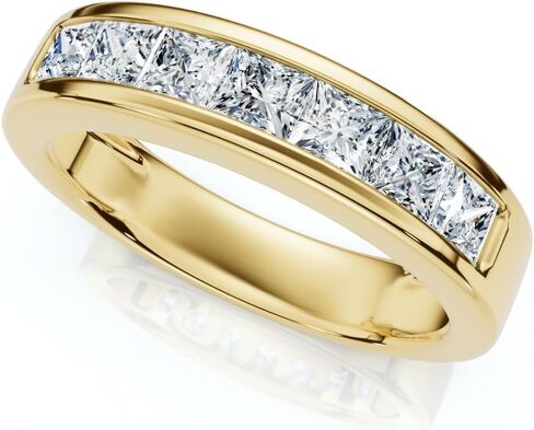 Pompeii 2Ct TW Men's Princess Cut Diamond Channel Set Wedding Ring Gold Lab Grown (F/G,VS1-VS2) in Saudi Arabia