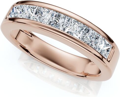 Pompeii 2Ct TW Men's Princess Cut Diamond Channel Set Wedding Ring Gold Lab Grown (F/G,VS1-VS2) in Saudi Arabia