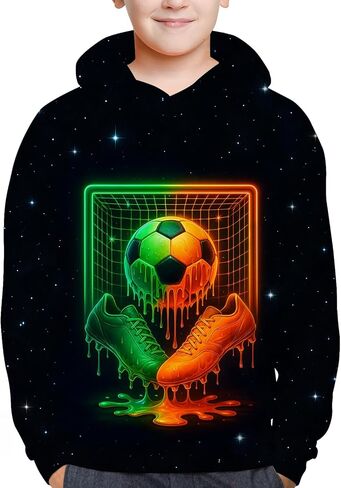 Sports Drip Neon Kids Youth Hoodie Pullover Sweatshirt Gift for Boys Girls Teens School Game Day Everyday Wear in Saudi Arabia