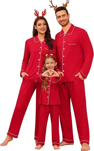SWOMOG Family Matching Pajamas Set Button Down Sleepwear Long Sleeve Nightwear Christmas PJS Holiday Pajamas in Saudi Arabia